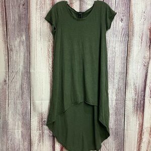 Forever 21 Women’s Size Small Olive Green Short Sleeve Hi-Lo Cotton Dress #5030